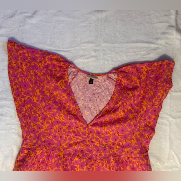 Universal Thread Women’s Pink Orange Floral Flutter Sleeve Mini Skater Dress XL​ - Picture 4 of 12